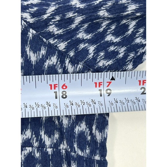 Eddie Bauer Tunic Women's Size M Blue/White Print 3/4 Sleeves 1/4 Button Hi Low - Picture 9 of 10